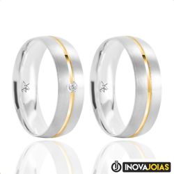 Par de Alianças de Namoro em Prata 950 - 24K57 - 2... - Inova Jóias