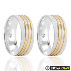 Par de Alianças de Namoro em Prata 950 - 24K64 - 2... - Inova Jóias