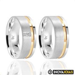 Par de Alianças de Namoro Em Prata 950 - 3041 - 30... - Inova Jóias
