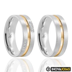 Par de Alianças de Namoro em Prata 950 - 3060 - 30... - Inova Jóias