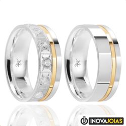 Par de Alianças de Namoro em Prata 950 - 3082 - 30... - Inova Jóias
