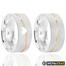 Par de Alianças de Namoro Em Prata 950 - AL41 8mm ... - Inova Jóias