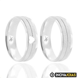 Par de Alianças Diamantadas em Prata 950 de Namoro... - Inova Jóias