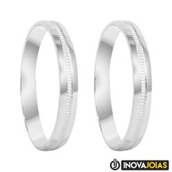 Par de Alianças de namoro em Prata 950 - Nadia - N... - Inova Jóias