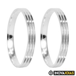 Par de Alianças de Namoro Em Prata 950 - Nadir - N... - Inova Jóias