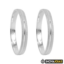 Par de Alianças de Namoro em Prata 950 - Nilza - N... - Inova Jóias