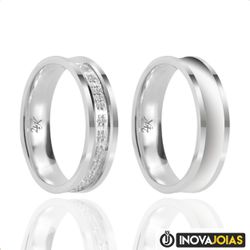 Par de Alianças de Namoro em Prata 950 - P151 - P1... - Inova Jóias