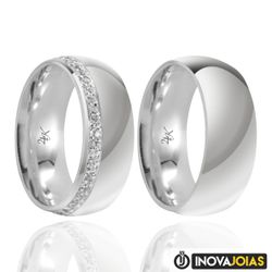 Par de Alianças de Namoro em Prata 950 - P154 - P1... - Inova Jóias