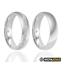Par de Alianças de Namoro em Prata 950 - P170 - P1... - Inova Jóias