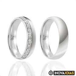 Par de Alianças de Namoro em Prata 950 - P171 - P1... - Inova Jóias