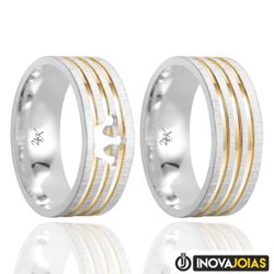 Par de Alianças de Namoro em Prata 950 - REI02 - R... - Inova Jóias