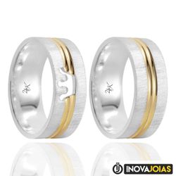 Par de Alianças de Namoro em Prata 950 - REI03 - R... - Inova Jóias