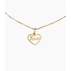 Colar Com Pingente Coração Amor Pequeno Ouro 18k/7... - INSPIRY JOIAS