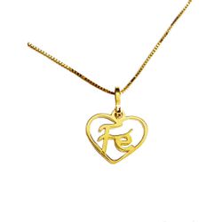 Colar Com Pingente Coração Fé Pequeno Ouro 18k/750... - INSPIRY JOIAS