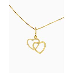 Colar Com Pingente Coração Duplo Pequeno Ouro 18k/... - INSPIRY JOIAS