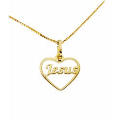 Colar Com Pingente Coração Jesus Pequeno Ouro 18k/... - INSPIRY JOIAS