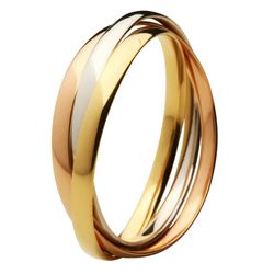 Aliança Casamento Tricolor Tripla Ouro 18k/750 Ama... - INSPIRY JOIAS