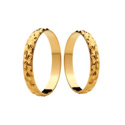 Par de Alianças Casamento Modelo Diamantado Ouro 1... - INSPIRY JOIAS
