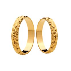 Par de Alianças Casamento Modelo Diamantado Ouro 1... - INSPIRY JOIAS