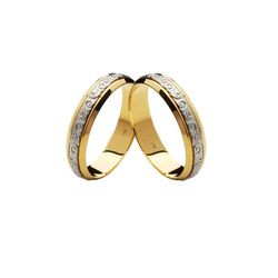 Par de Alianças Casamento Modelo Trabalhado Ouro A... - INSPIRY JOIAS