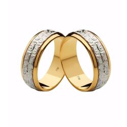 Par de Alianças Casamento Modelo Trabalhado Ouro 1... - INSPIRY JOIAS