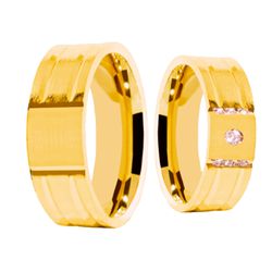 Par de Alianças Casamento Modelo Trabalhado Ouro 1... - INSPIRY JOIAS