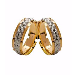 Par de Alianças Casamento Modelo Diamantado Trabal... - INSPIRY JOIAS