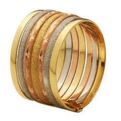 Aliança 7 Fios Em Ouro Tricolor/ Ouro Branco 18K/7... - INSPIRY JOIAS
