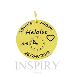 PINGENTE PERSONALIZADO COM DADOS DO NASCIMENTO - 4... - INSPIRY JOIAS