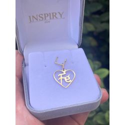 Pingente Coração Fé Médio 15MM Ouro 18k 750 - 400... - INSPIRY JOIAS