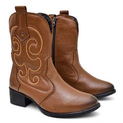 Bota Texana Feminina Cano Medio Cor Whisky - 33 ao... - Ipê Mulato