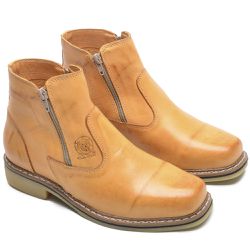 Bota Masculina Couro Legítimo Botina cor Bege 050 ... - Ipê Mulato