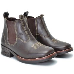 Bota Masculina Couro Legítimo Botina cor Café 015 ... - Ipê Mulato