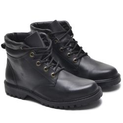Bota Masculina Couro Legítimo Botina cor Preto 024... - Ipê Mulato