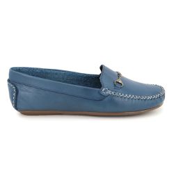 Mocassim Feminino Couro legitimo Elegante 460A Azu... - Ipê Mulato