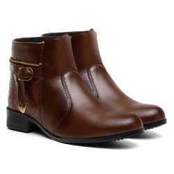 Bota VL Lisa Zíper Lateral Cor Marrom - VLBOTF01M - Ipê Mulato