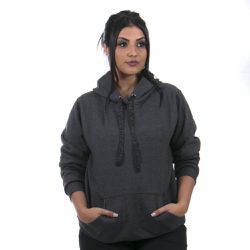 Blusa De Moletom Canguru Com Capuz Feminina Cor Gr... - Ipê Mulato