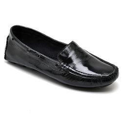 Mocassim Couro Cor Preto Verniz QeA - QA14000P - Ipê Mulato