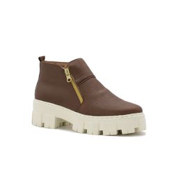 Bota Coturno Feminino Couro Cano Baixo Elegante So... - Ipê Mulato