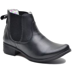 Botina CL Feminina Cano Curto Couro Premium Cor Pr... - Ipê Mulato