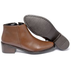 Bota Couro Legítimo Com Zíper Cor Marrom 6704 FER... - Ipê Mulato
