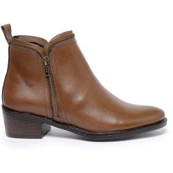 Bota de Couro Com Zíper Cor Marrom - 6705 FER - I... - Ipê Mulato