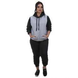 Conjunto Feminino Calça Preta e Moletom Cor Cinza ... - Ipê Mulato