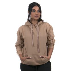 Moletom Canguru Com Capuz Feminino Cor Marrom Clar... - Ipê Mulato