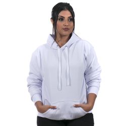 Moletom Canguru Com Capuz Feminino Cor Branco - 68... - Ipê Mulato