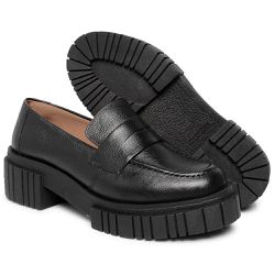 Mocassim Couro Tratorado Gravata Cor Preto 9002 FE... - Ipê Mulato