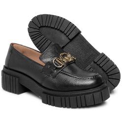 Mocassim Couro Tratorado Metal Cor Preto 9003 FER ... - Ipê Mulato