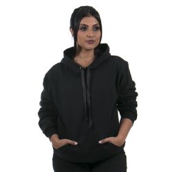 Blusa De Moletom Canguru Com Capuz Feminina Cor Pr... - Ipê Mulato