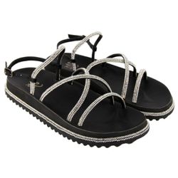 Sandalia Papete Strass Preto - YESBK15P - Ipê Mulato