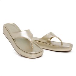 Papete Chinelo Asa Delta Flatform Ouro Light Doura... - Ipê Mulato